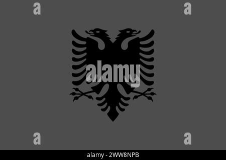Albanien Flagge - graue monochrome Vektorillustration. Flagge in Schwarz-weiß Stock Vektor
