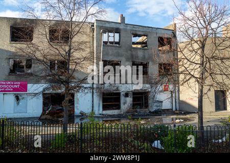 Burned Out Poundstretcher Store in Leven Fife Stockfoto