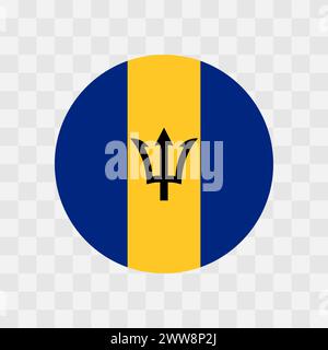 Barbados Flagge - Kreisvektorflagge isoliert auf Schachbretttransparentem Hintergrund Stock Vektor