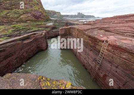 Seacliff Harbour behauptet, der kleinste Hafen Großbritanniens zu sein Stockfoto