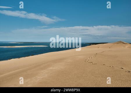 Die Düne du Pilat ist die höchste Sanddüne Europas und liegt an der Cote d Argent, der Silberküste, am atlantik Frankreichs in der Nähe von Arcac Stockfoto