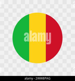 Mali-Flag - Kreisvektorflagge isoliert auf transparentem Schachbretthintergrund Stock Vektor