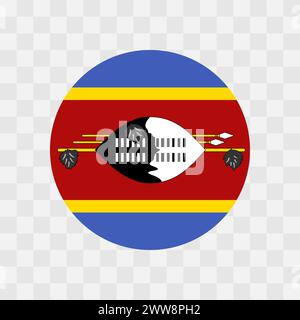 Eswatini-Flag - Kreisvektorflagge isoliert auf transparentem Schachbretthintergrund Stock Vektor