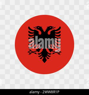 Albanien-Flagge - kreisförmige Vektorflagge isoliert auf transparentem Hintergrund Stock Vektor