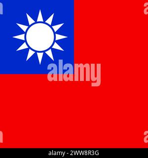 Taiwan-Flagge - solides flaches Vektorquadrat mit scharfen Ecken. Stock Vektor
