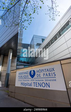 Das Hôpital Tenon ist Teil der Groupe Hospitalier Universitaire AP-HP Sorbonne Université in Paris Stockfoto