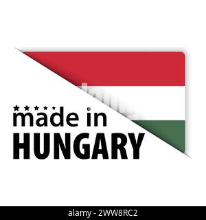 Hergestellt in Ungarn Grafik und Label. Element der Wirkung für die Verwendung, die Sie daraus machen möchten. Stock Vektor