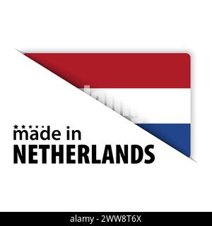 Made in Netherlands Grafik und Label. Element der Wirkung für die Verwendung, die Sie daraus machen möchten. Stock Vektor