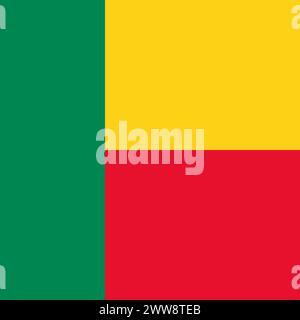 Benin-Flagge - solides flaches Vektorquadrat mit scharfen Ecken. Stock Vektor