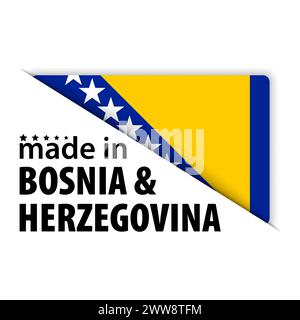 „Made in Bosnien“-Grafik und -Label. Auswirkungselement für die Verwendung, die Sie daraus machen möchten. Stock Vektor