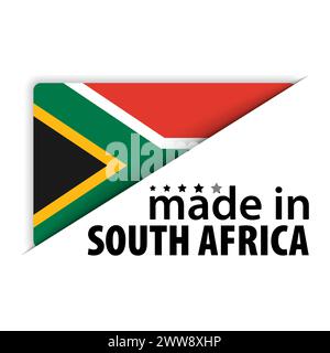 Hergestellt in Südafrika Grafik und Label. Element der Wirkung für die Verwendung, die Sie daraus machen möchten. Stock Vektor