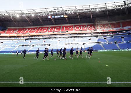 Lyon, Frankreich. März 2024. Fußball: Nationalmannschaft, vor dem Länderspiel gegen Frankreich. Abschlusstraining im Stadion. Die Spieler der deutschen Nationalmannschaft während des Trainings. Quelle: Christian Charisius/dpa/Alamy Live News Stockfoto