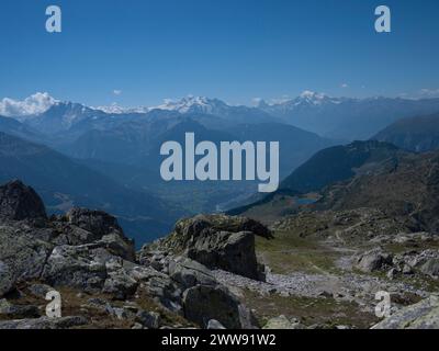 Bergkette vom Aletschgletscher in der Schweiz Stockfoto