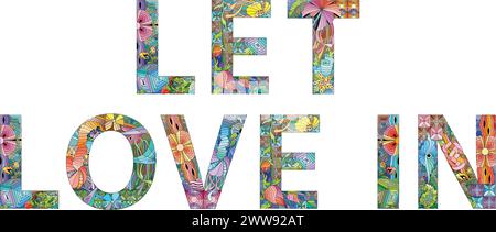Handgemalte Kunst. Handgezeichnete Illustrationsworte LASSEN DAS T-Shirt und andere Dekorationen LIEBEN Stock Vektor