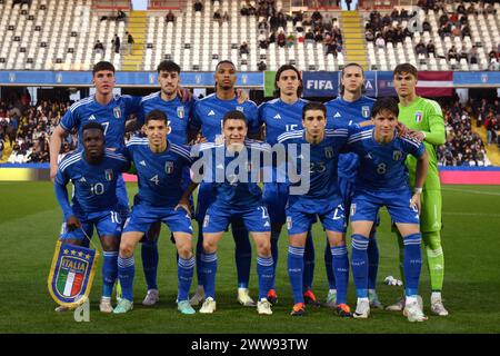 Cesena, Italien. März 2024. Italiens Mannschaft während der U21-Europameisterschaft 2025 in der Qualifikationsrunde zwischen Italien und Lettland im Dino Manuzzi Stadion - Sport, Fußball - Cesena, Italien - Freitag, 22. März 2024 (Foto: Massimo Paolone/LaPresse) Credit: LaPresse/Alamy Live News Stockfoto