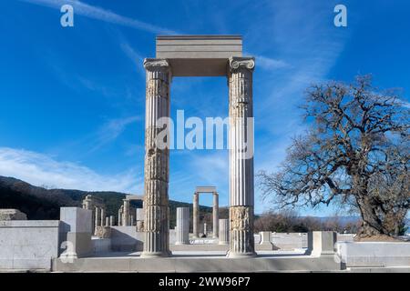 Vergina, Griechenland – 5. Januar 2024: Der Palast von Aigai nach 16 Jahren Restaurierung. Im Palast wurde Alexander der große zum König von t gekrönt Stockfoto