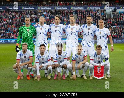 Oslo, Norwegen. März 2024. Oslo, Norwegen, 22. März 2024: Norwegische Spieler vor dem Internationalen Freundschaftsfußballspiel zwischen Norwegen und Tschechien im Ullevaal-Stadion in Oslo, Norwegen. (ANE Frosaker/SPP) Credit: SPP Sport Press Photo. /Alamy Live News Stockfoto