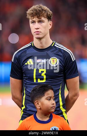 Amsterdam, Niederlande. März 2024. AMSTERDAM, NIEDERLANDE - 22. MÄRZ: Jack Hendry aus Schottland sieht sich beim internationalen Freundschaftsspiel zwischen den Niederlanden und Schottland am 22. März 2024 in der Johan Cruijff Arena in Amsterdam, Niederlande, an. (Foto von Peter Lous/Orange Pictures) Credit: Orange Pics BV/Alamy Live News Stockfoto