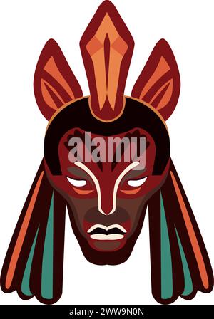 Afrikanische Maske isoliert auf weißem Hintergrund. Stock Vektor