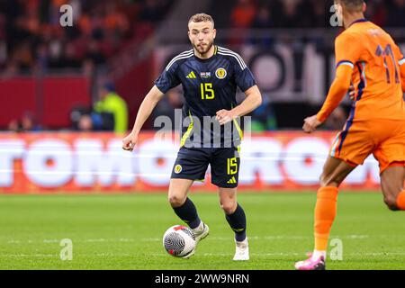 Amsterdam, Niederlande. März 2024. AMSTERDAM, NIEDERLANDE - 22. MÄRZ: Ryan Porteous aus Schottland sieht beim Internationalen Freundschaftsspiel zwischen den Niederlanden und Schottland am 22. März 2024 in der Johan Cruijff Arena in Amsterdam, Niederlande, auf. (Foto von Peter Lous/Orange Pictures) Credit: Orange Pics BV/Alamy Live News Stockfoto