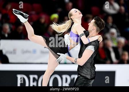 Mariia IGNATEVA & Danijil Leonyidovics SZEMKO (HUN), während des Ice Dance Rhythm Dance, bei den ISU World Figure Skating Championships 2024, im Bell Center, am 22. März 2024 in Montreal, Kanada. Quelle: Raniero Corbelletti/AFLO/Alamy Live News Stockfoto