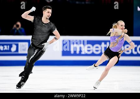 Mariia IGNATEVA & Danijil Leonyidovics SZEMKO (HUN), während des Ice Dance Rhythm Dance, bei den ISU World Figure Skating Championships 2024, im Bell Center, am 22. März 2024 in Montreal, Kanada. Quelle: Raniero Corbelletti/AFLO/Alamy Live News Stockfoto