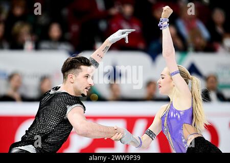 Mariia IGNATEVA & Danijil Leonyidovics SZEMKO (HUN), während des Ice Dance Rhythm Dance, bei den ISU World Figure Skating Championships 2024, im Bell Center, am 22. März 2024 in Montreal, Kanada. Quelle: Raniero Corbelletti/AFLO/Alamy Live News Stockfoto