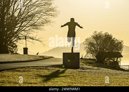Statue des Olympiasiägers Harry Jerome, Stanley Park, Vancouver, British Columbia, Kanada Stockfoto