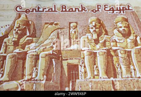 Abu Simbel Tempel über ägypten Pfund Notenbankwährung Banknote aus dem Jahr 1978 (Schwerpunkt auf Zentrum) Stockfoto