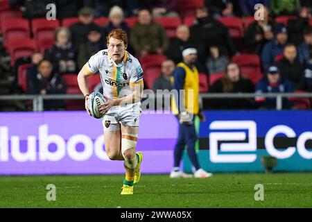 Bristol, Großbritannien. März 2024. George Hendy von den Northampton Saints während des Gallagher Premiership Rugby Spiels zwischen Bristol Rugby und Northampton Saints am 22. März 2024 in Ashton Gate, Bristol, England. Foto von Scott Boulton. Nur redaktionelle Verwendung, Lizenz für kommerzielle Nutzung erforderlich. Keine Verwendung bei Wetten, Spielen oder Publikationen eines einzelnen Clubs/einer Liga/eines Spielers. Quelle: UK Sports Pics Ltd/Alamy Live News Stockfoto