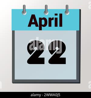 Tag im Kalender, Vektorbildformat, 22. April Stock Vektor