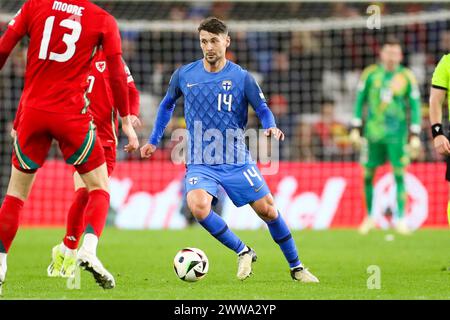 Cardiff, Großbritannien. März 2024. KAAN Kairinen im Halbfinale der UEFA Euro 2024 gegen Finnland im Cardiff City Stadium, Cardiff, Wales, Vereinigtes Königreich am 21. März 2024 Credit: Every Second Media/Alamy Live News Stockfoto