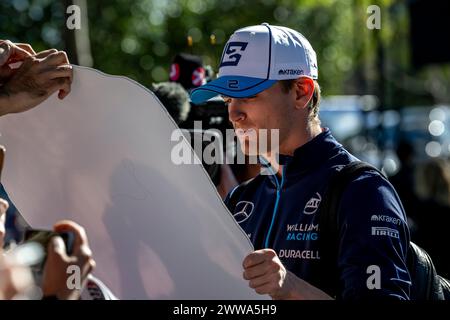 Melbourne, Australien, 21. März, tritt Logan Sargeant aus den USA für Williams Racing an. Der Aufstand, Runde 03 der Formel-1-Meisterschaft 2024. Quelle: Michael Potts/Alamy Live News Stockfoto