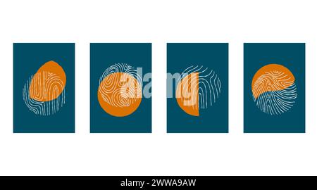 Doodle Poster Set, kreativer minimalistischer handgemalter abstrakter Kunsthintergrund mit Fleck und Hand gezeichneter Doodle Scribble Circle. Design für Wanddekoration Stock Vektor