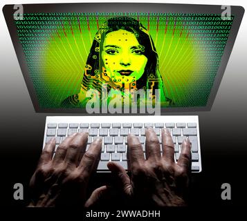 Kommunikation mit KI, konzeptionelle Illustration. Stockfoto