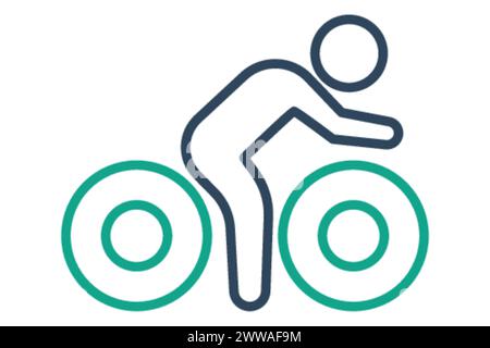 Symbol „Radfahren“. Symbol für Sport, Fitnessstudio. Liniensymbolstil. Elementabbildung. Stock Vektor