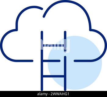 Wolke und Leiter. Auf dem Weg zum Karriereerfolg. Wachstum hin zu unbegrenzten Möglichkeiten. Pixel Perfect Vektor-Symbol Stock Vektor