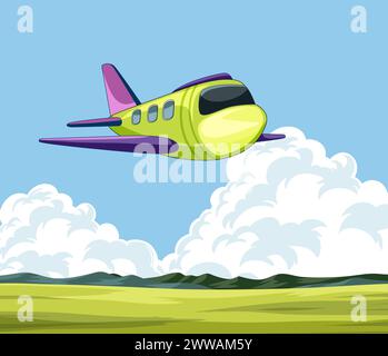 Vektor-Illustration eines Flugzeugs, das am Himmel fliegt Stock Vektor