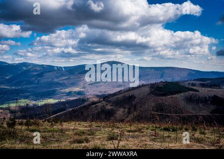 Der höchste Berg Lysa Hora in tschechischen Berge Beskiden Stockfoto