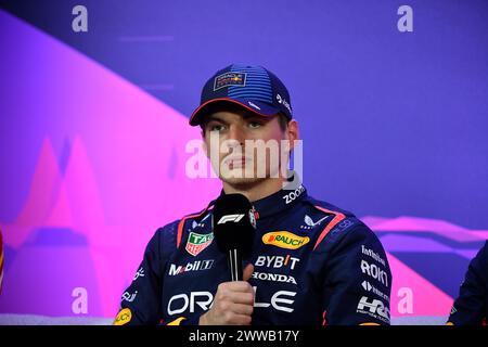 MELBOURNE, AUSTRALIEN. 23. März 2024. 01 Max Verstappen (NED) Oracle Red Bull Racing in der Pressekonferenz der Fahrer nach der Qualifikation beim FIA Formel 1 Rolex Australian Grand Prix 2024 3. Runde vom 22. Bis 24. März auf dem Albert Park Street Circuit in Melbourne, Australien. Quelle: Karl Phillipson/Alamy Live News Stockfoto