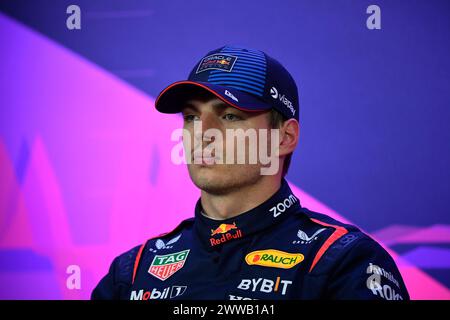 MELBOURNE, AUSTRALIEN. 23. März 2024. 01 Max Verstappen (NED) Oracle Red Bull Racing in der Pressekonferenz der Fahrer nach der Qualifikation beim FIA Formel 1 Rolex Australian Grand Prix 2024 3. Runde vom 22. Bis 24. März auf dem Albert Park Street Circuit in Melbourne, Australien. Quelle: Karl Phillipson/Alamy Live News Stockfoto