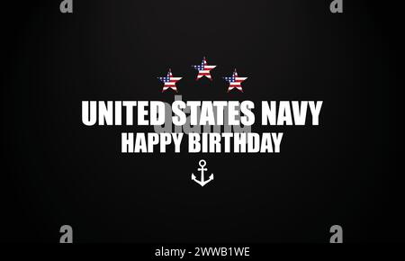 Happy Birthday Text in United states Navy mit us-Flagge-Illustration Stock Vektor