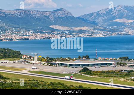 Split, Kroatien - 28. Mai 2023: Überblick über den Flughafen Split (SPU) in Kroatien. Stockfoto