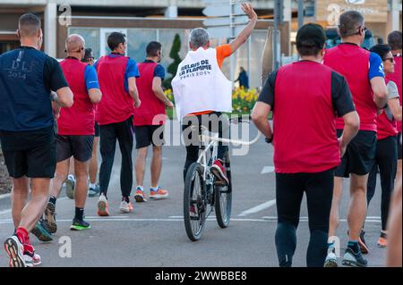 Troyes, Frankreich. März 2024. Rundkurs im Zentrum der Stadt Troyes für die Probe der olympischen Fackelstaffel in Frankreich am 22. März 2024. Foto: Helder Januario/ABACAPRESS.COM Credit: Abaca Press/Alamy Live News Stockfoto