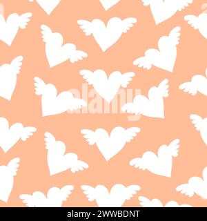 Nahtloser Hintergrund der Herzen mit Flügeln Stock Vektor