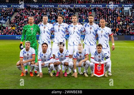 Oslo, Norwegen. März 2024. Die Startelf von Norwegen wurde für das Fußball-Freundschaftsspiel zwischen Norwegen und Tschechien im Ullevaal Stadion in Oslo ausgetragen. (Foto: Gonzales Photo/Alamy Live News Stockfoto