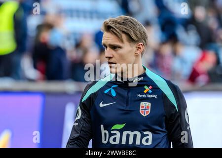 Oslo, Norwegen. März 2024. Martin Odegaard aus Norwegen war vor dem Freundschaftsspiel zwischen Norwegen und Tschechien im Ullevaal Stadion in Oslo zu sehen. (Foto: Gonzales Photo/Alamy Live News Stockfoto