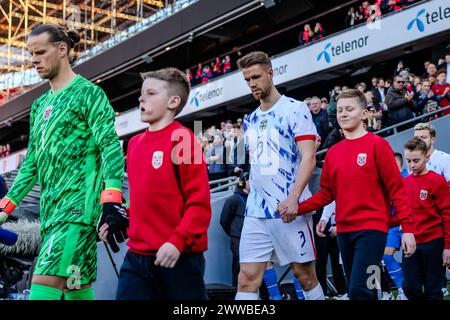 Oslo, Norwegen. März 2024. Kristoffer Ajer (3) aus Norwegen wurde während des Fußballspiels zwischen Norwegen und Tschechien im Ullevaal Stadion in Oslo gesehen. (Foto: Gonzales Photo/Alamy Live News Stockfoto