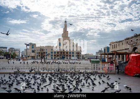 Al Fanar Moschee, die Spirale Moschee, die in Doha, Katar genannt. Stockfoto