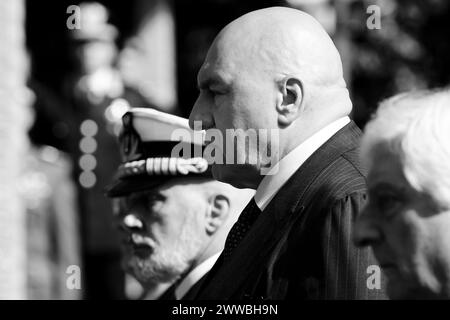 Rom, Italien 03 24 2024: Guido Crosetto Verteidigungsminister der Italienischen Republik bei der Gedenkfeier in der Fosse Ardeatine. Stockfoto